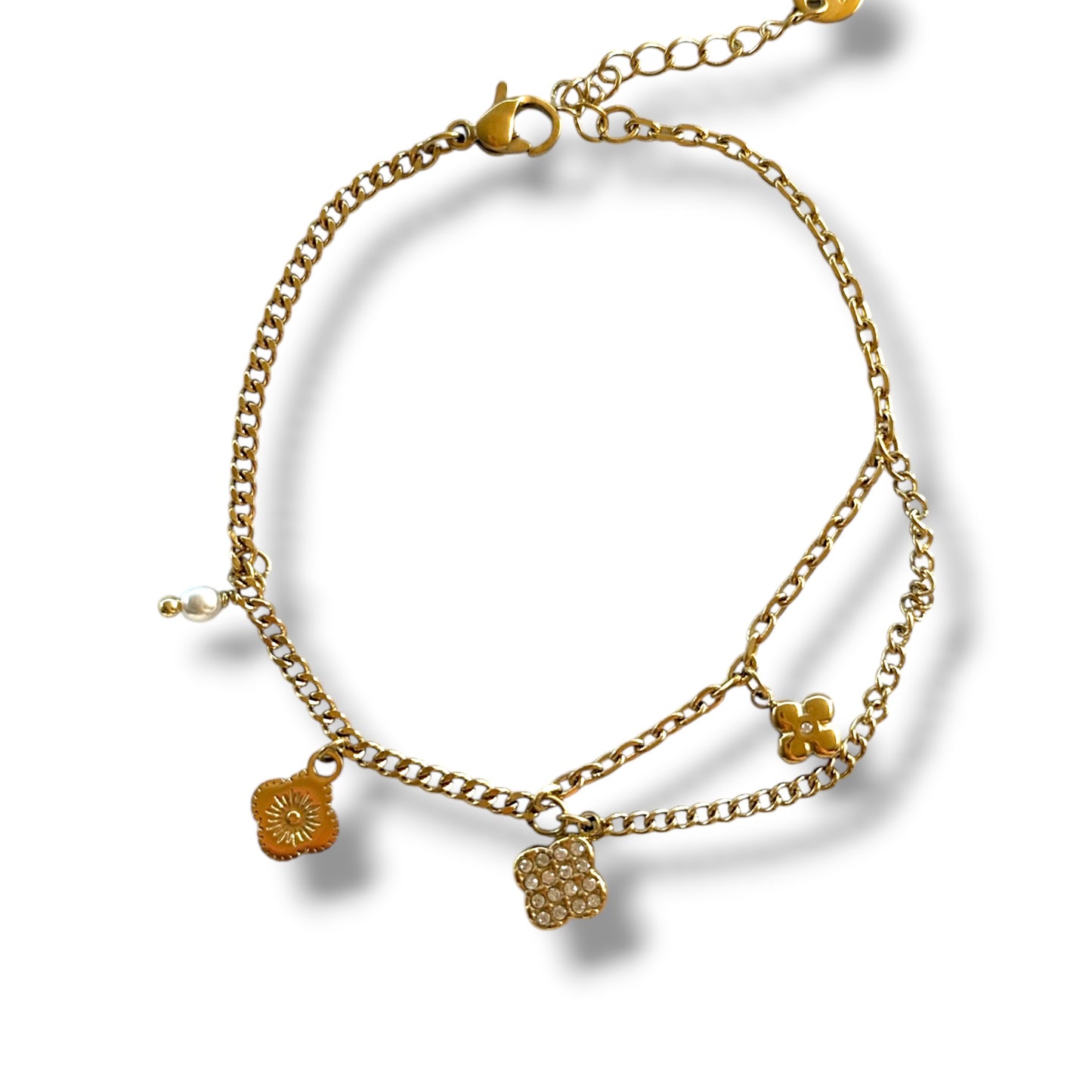 Klaver bedel armband - goud